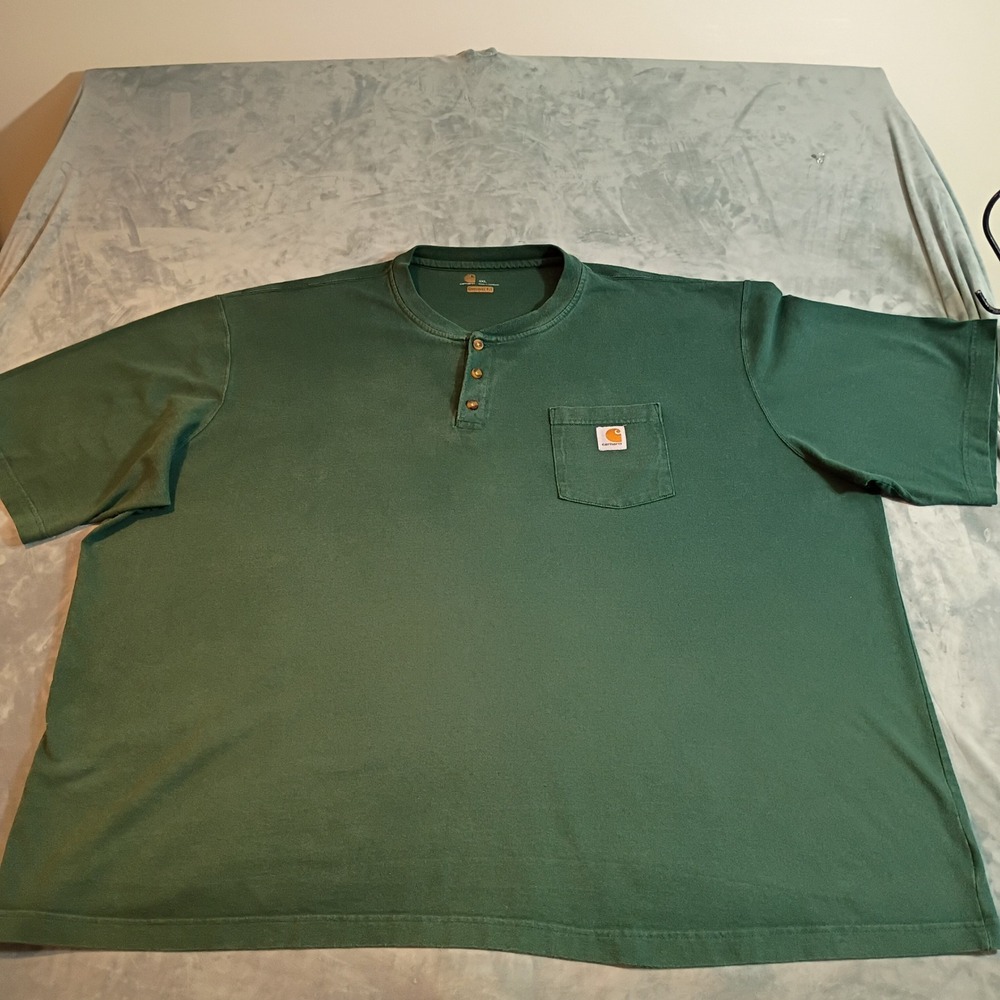 Carhartt Mens 4XL Green Short Sleeve Henley Pocket T-Shirt Original Fit Workwear
